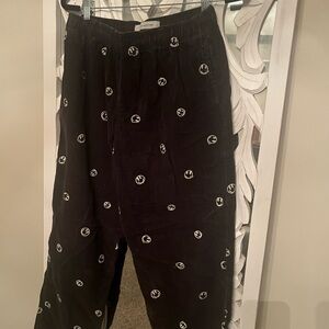 Urban Outfitters Black Corduroy Pants with White Patterns